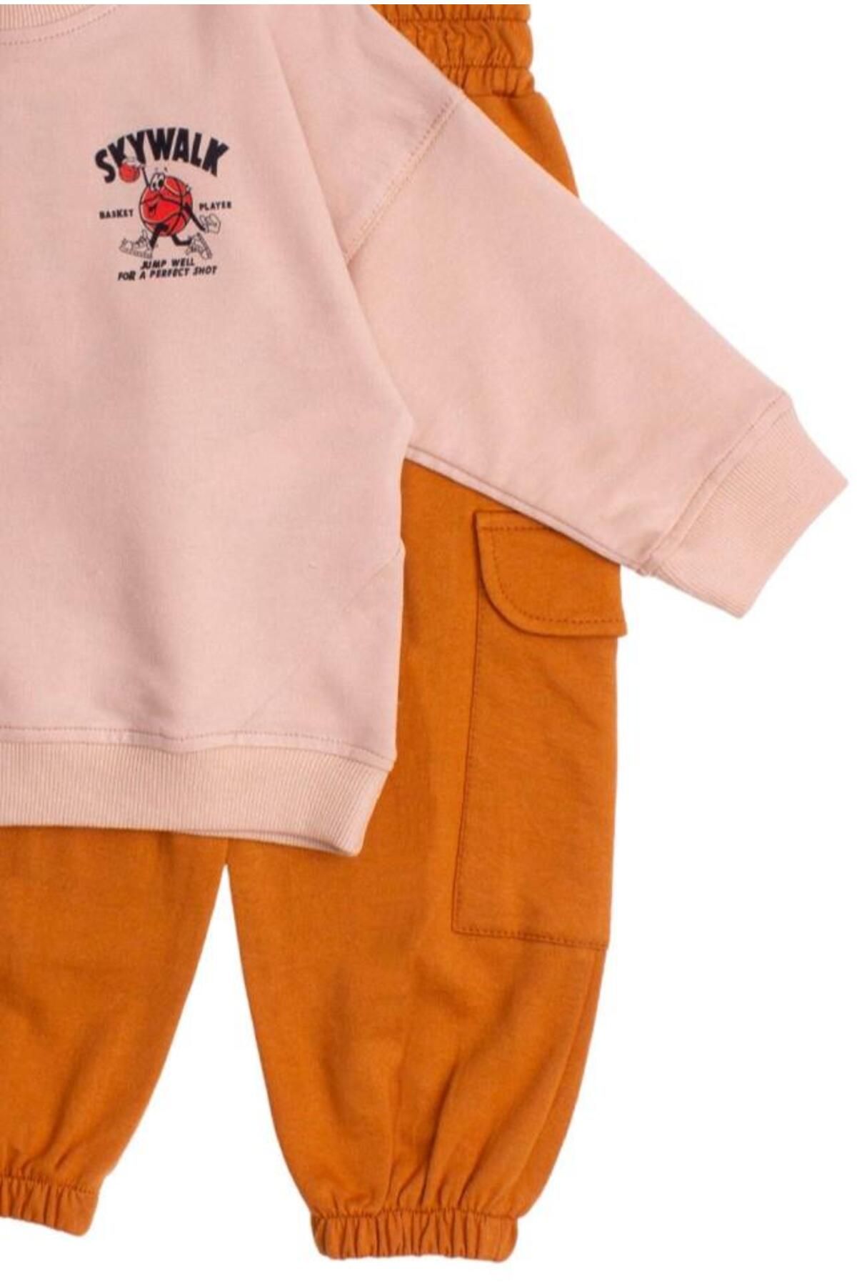 Skay Walk Baskılı Oversize Alt Üst Bebek Çocuk Eşorfman Takımı